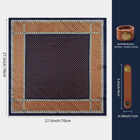 ⚡Men A-Navy Necktie 27.5 Inches Cowboy Scarves Pocket Square Silk Bandanas - Picture 3 of 8